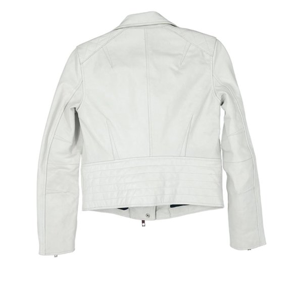 rag & bone White Leather Moto Biker Jacket - Picture 3 of 13